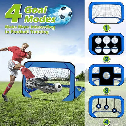 Filet de but de football pliable 4 en 1, 4 modes, pour l'intérieur et l'extérieur, pour améliorer la précision des passes et des tirs
