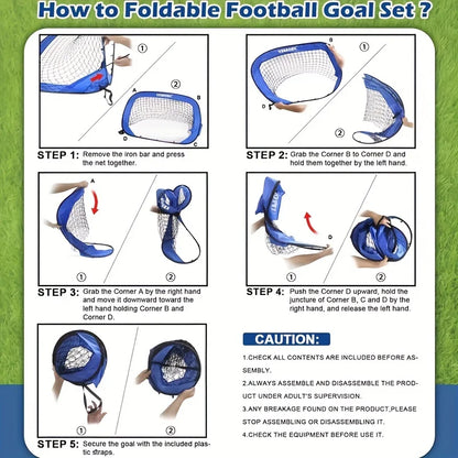 Filet de but de football pliable 4 en 1, 4 modes, pour l'intérieur et l'extérieur, pour améliorer la précision des passes et des tirs