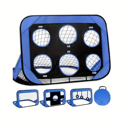 Filet de but de football pliable 4 en 1, 4 modes, pour l'intérieur et l'extérieur, pour améliorer la précision des passes et des tirs